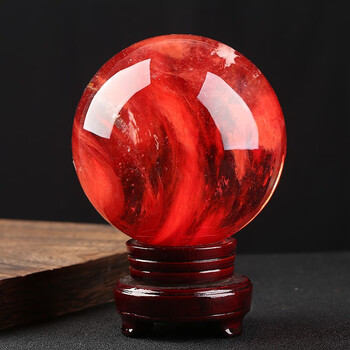 樊隆樊隆熔炼水晶球摆件红色水晶球转运球摆鸿运当头开业送礼玄关家居