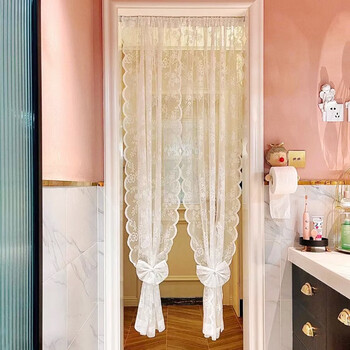 熊啾啾成品窗帘门帘白纱窗纱帘客厅落地窗蕾丝免打孔卧室飘窗隔断透光