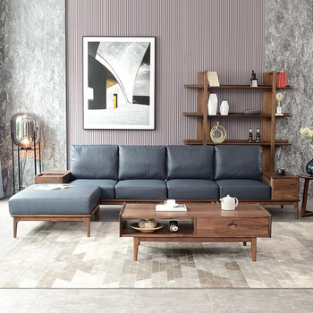 印青春(youth)北美黑胡桃木实木沙发 新中式客厅家具组合 现代简约头