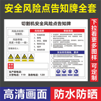 倉庫崗位安全警示牌機械設備職業危害告示牌fx46切割機pvc板30x40cm