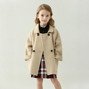 高档手工双面羊绒大衣女童优选儿童双面羊绒外套2021秋冬宝宝亲子大童