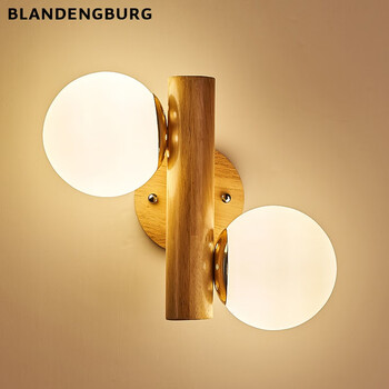 卧室壁灯现代简约创意led原木魔豆客厅楼梯床头灯具 原木魔豆壁灯宽25