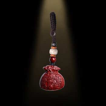 慈灵阁 本命年天然朱砂钱袋子吊坠男士女款五福临门项链挂件情侣饰品