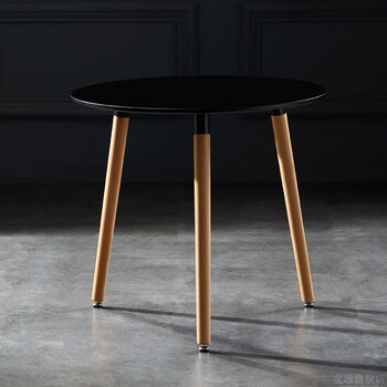 现代简约桌北欧ins餐组合伊姆斯小圆桌家用小户型咖啡桌 70 黑色(直径