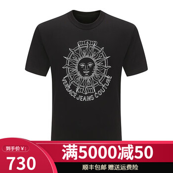 versace范思哲男圆领短袖t恤太阳神时尚潮流夏季上衣新款奢侈品黑色xs
