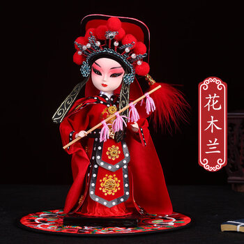 绢人北京特色礼物娟人摆件京剧脸谱戏曲人物京剧娃娃出国礼品 花木兰
