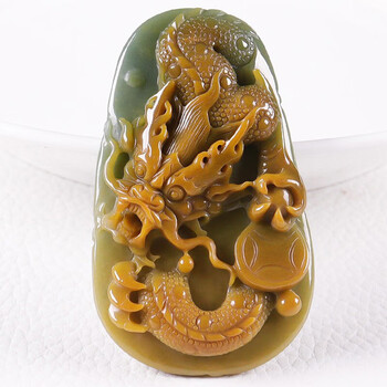 墨韵翡翠龙牌吊坠男老蓝水黄翡生肖龙玉石龙王女玉坠大师雕工