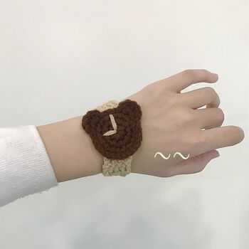 毛线编织手环成品手工编织手环小熊手表创意手编毛线手链情侣闺蜜自制