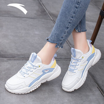 安踏女鞋运动鞋女夏季轻便时尚潮流休闲鞋舒适跑步鞋女老爹鞋女 象牙