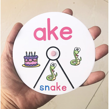 cvc自然拼读卡片 英语phonics自然拼读cvc元辅音单词卡片圆转盘玩具桌