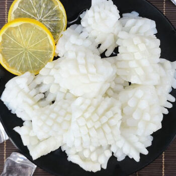 雨林食味鱿鱼花新鲜冷冻鲜活现切目鱼花海鲜生鲜墨鱼花烧烤食材冰冻