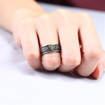 里维埃拉轻奢925银色天使之眼开口戒指复古做旧民族风护身男女情侣款