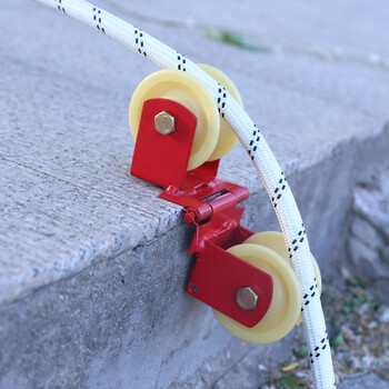 高空作业手动滑轮收绳器省力护绳轮收绳放绳卡墙角收绳器转弯两联