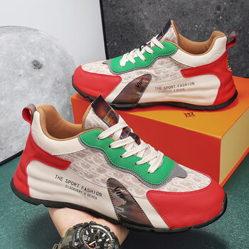 李寜男鞋新款休闲时尚透气百搭个性运动鞋国潮鞋厚底男红色39