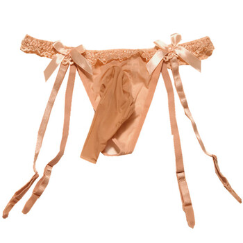取悦 男士蕾丝丁字裤吊带袜长筒丝袜伪娘情趣套装薄透明飞机套内裤