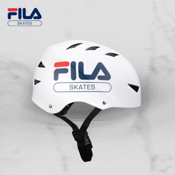 斐乐FILA头盔平衡车轮滑护具自行车滑板车专业滑板头盔可微调节尺码安全帽成人儿童通用安全头盔 白色 M码