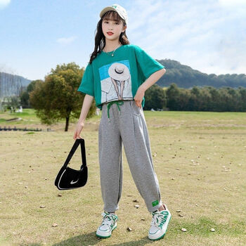 柏诺唯儿童衣服女童夏装套装中大童女装夏季12到15岁时尚洋气两件套