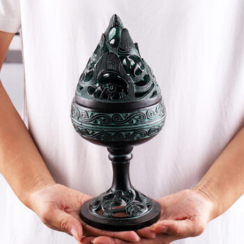 莱杉仿古青铜博山炉纯铜香薰炉盘香炉家用室内复古禅意创意摆件烟灰缸