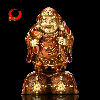 2021新款大黑天财神像纯铜密宗招手三面财神大黑天家居风水吉祥摆件