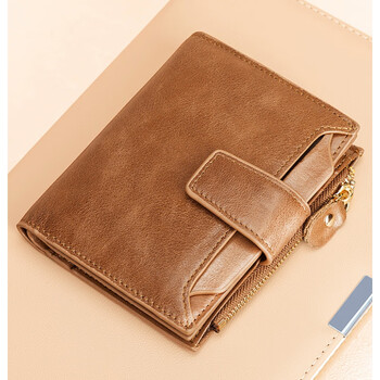 头层牛皮2022新款驾驶证卡包一体钱夹多功能皮夹潮卡其色复古头层牛皮