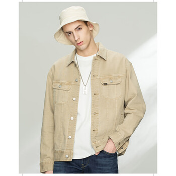 lee男装春秋新款宽松休闲卡其色牛仔外套夹克外衣潮l447696vzams