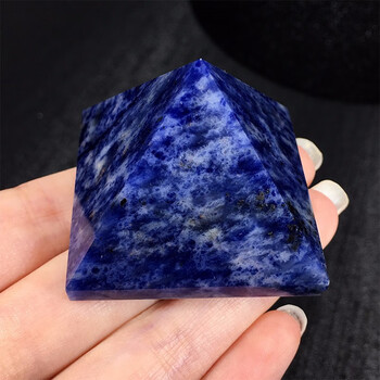 蓝纹石金字塔摆件蓝色水晶原石摆件天然4公分左右一个