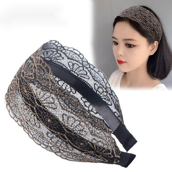 遮白发发箍网状遮发神器女士宽边蝴蝶结头箍发夹网红蕾丝发带头饰