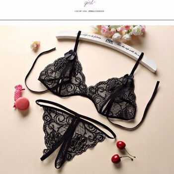 女人内裤私处内裤女三点式开档免脱性感全透明极度诱惑t裤安慕薇 套餐