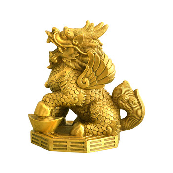 天祥缘铜八卦麒麟摆件财富麒麟踩八卦家居装饰品工艺摆设 10号八卦