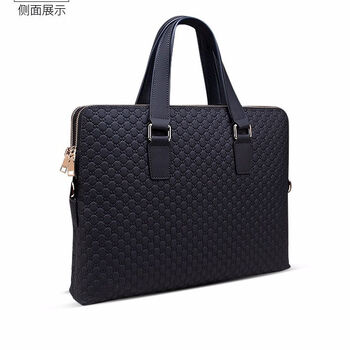 公文包手提包牛皮男士手提包横款文件包斜挎包 黑色 手包【图片 价格