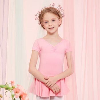 舞东方儿童舞蹈服女童夏季短袖芭蕾舞裙女孩跳舞连体衣服幼儿考级练功