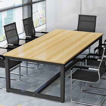 会议桌简约现代办公室家具长条桌椅组合工作台大桌子椅办公长桌浅胡桃