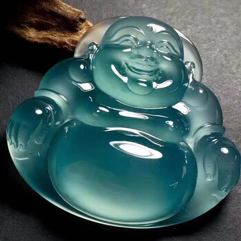 snqp情人节礼物 缅甸高冰种冰透翡翠佛公吊坠缅甸玻璃种玉佛观音笑佛