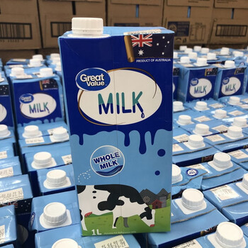 沃尔玛惠宜全脂纯牛奶澳大利亚进口家庭装 whole lk 1l 红色