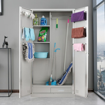 豆乐奇不锈钢保洁柜卫生工具收纳储物柜卫生间杂物柜双门清洁柜201