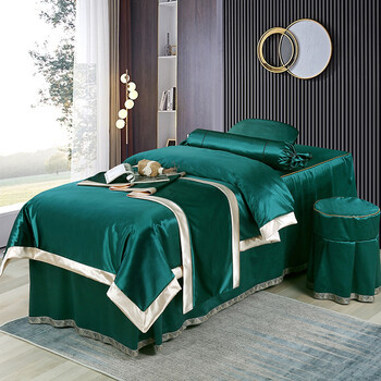 仟丝贝美容床罩四件套冰丝美容院欧式按摩理疗韩式简约床套 特洛伊