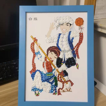 民族团结手工作品民族大团结宣传画手工diy56个民族纽扣半成品手工
