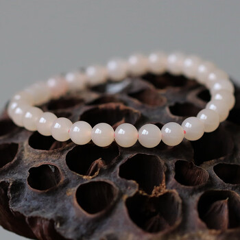 语姗藕粉和田玉手链女玉石手串色6mm单圈青海料圆珠素圈 yj  饰品yj