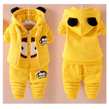 保暖套装儿童六个月宝宝套装6-12个月婴儿童装幼儿衣服 拉链猴子三