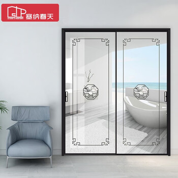 厨房卫生间门阳台推拉门 定制移门厨卫门合金玻璃门 tlb210双扇
