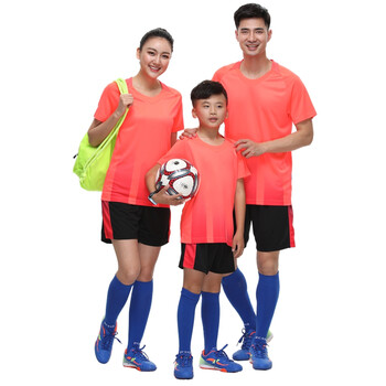 励扬 男女足球服短袖套装 情侣比赛训练足球衣可印号印字 荧光橙 s