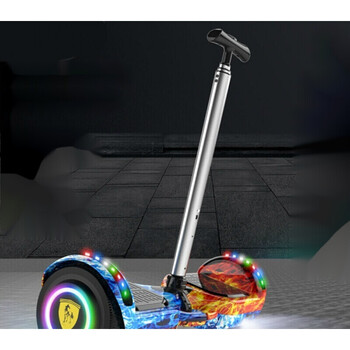 平衡车带扶杆儿童平行车成人双轮两轮手提体感车7寸白色普通轮7寸冰火