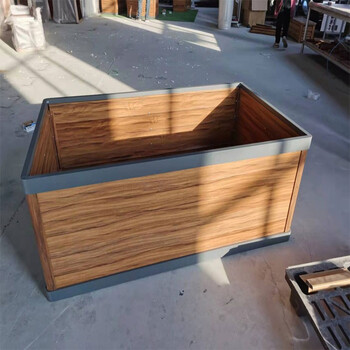 花箱户外防腐木花槽道路隔断树池不锈钢铁艺花槽 双层铝合金100*40*60