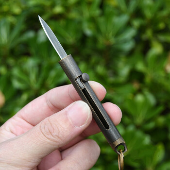 伸缩刀工具 复古黄铜小刀 便携式伸缩刀 拆快递刀 钥匙挂件刀 女防身