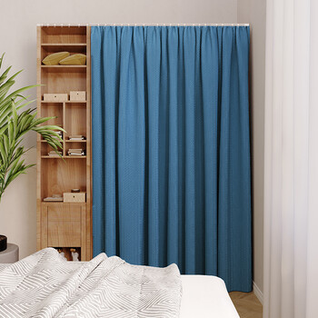 简约衣柜拉帘 开放式衣柜无门柜子置物架衣帽间拉帘遮挡滑轨式帘子