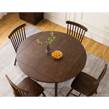 折叠方圆桌方桌变圆桌全实木折叠餐桌圆桌小户型家用正方形现代简约