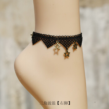 勿恋新款蕾丝脚链韩国时尚蝴蝶结欧美脚饰星星复古女首饰品个性配饰