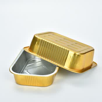 菁蔻华10只装金色航空锡纸盒长方形一次性餐盒加厚带盖铝箔外卖打包盒