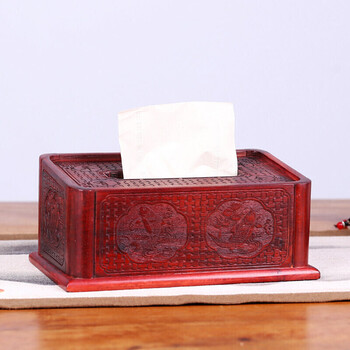 台兰仕非洲小叶紫檀木纸巾盒复古中式红木抽纸盒家用餐巾纸收纳盒实木