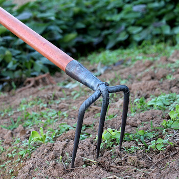 2022新款铁钯子铁耙子钢耙钉耙种菜翻土松土家用四齿手工锻打钢耙12米